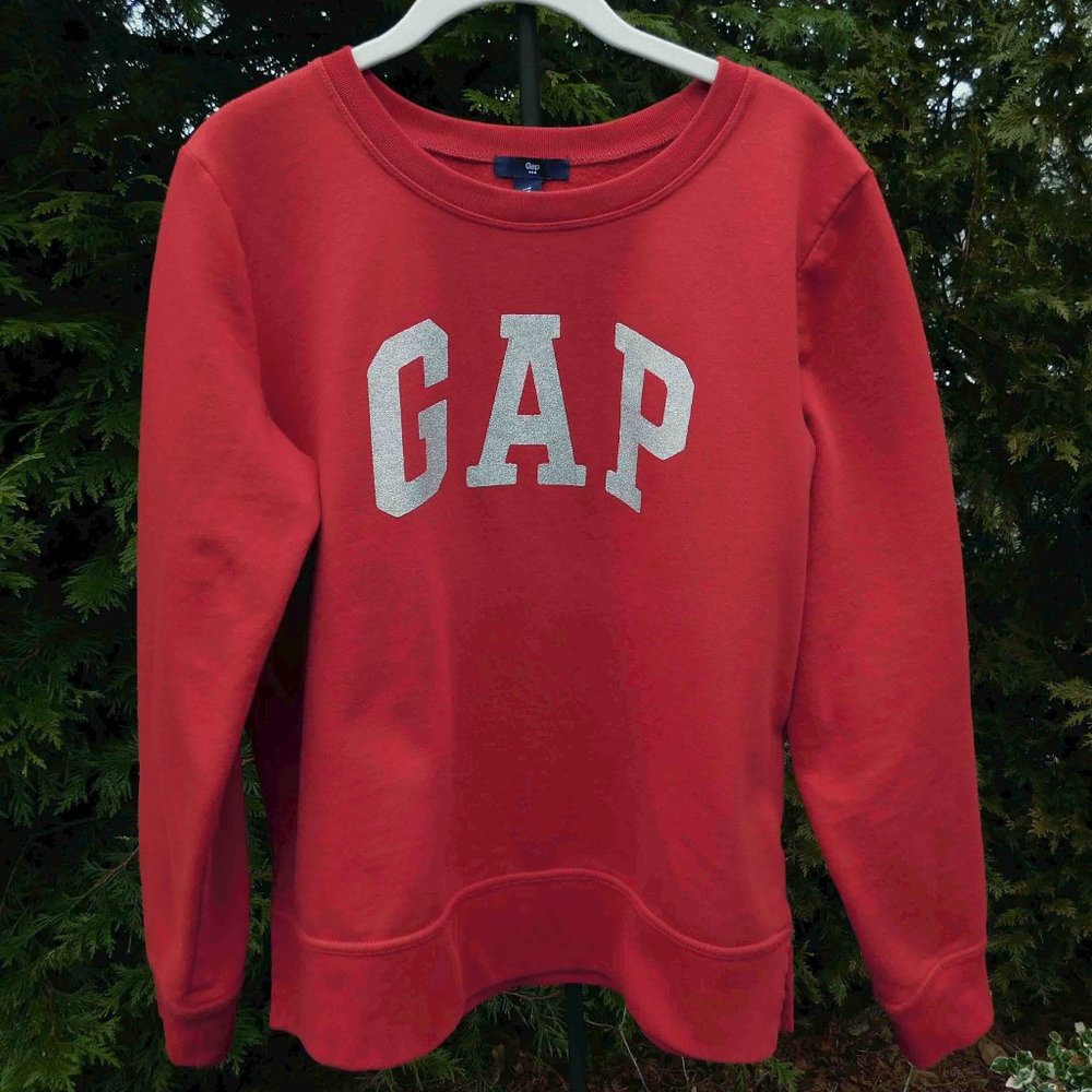 GAP Factory Red Sweatshirt with Silver Logo